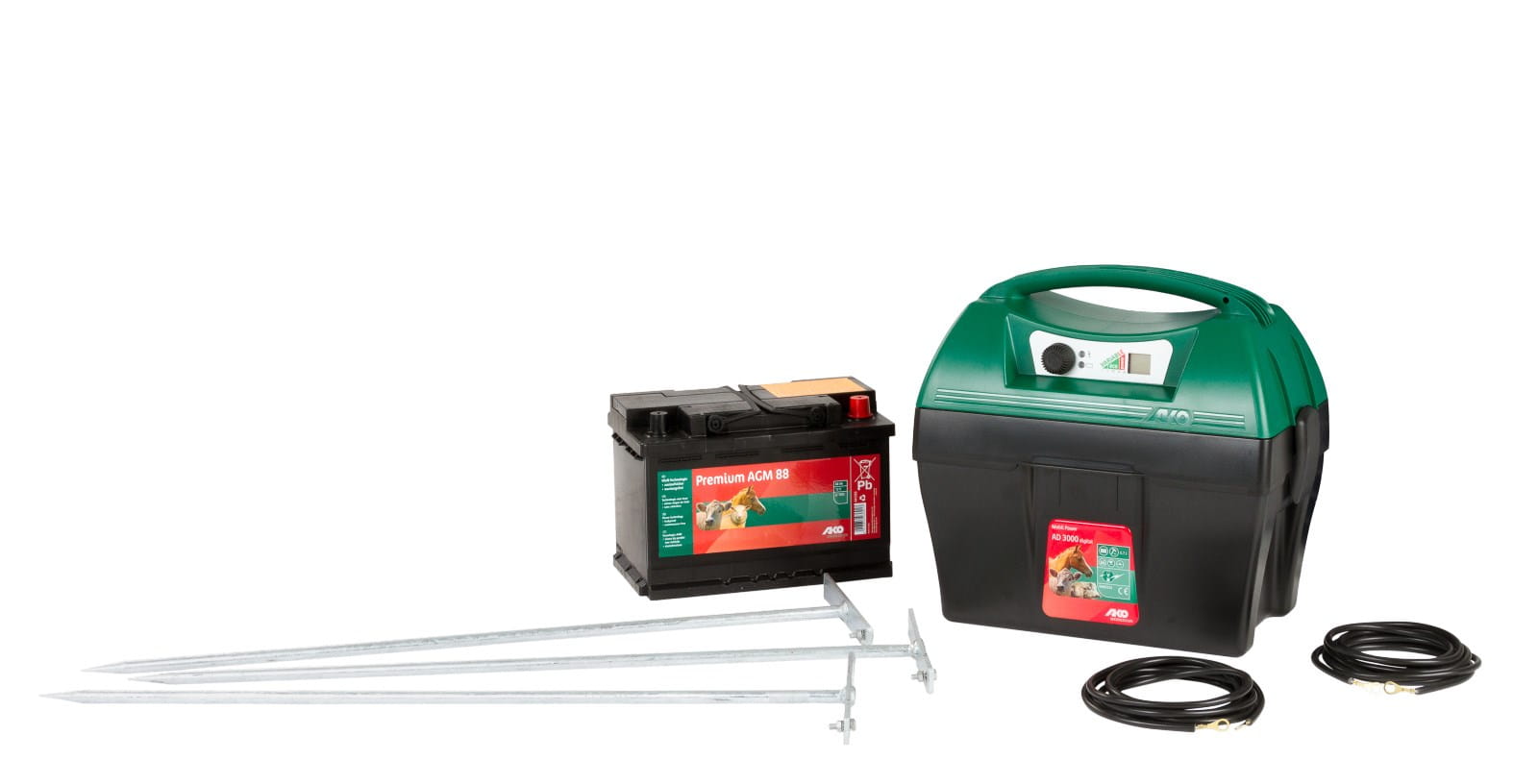 AKO Mobil Power AD digital Starterset – 12V Weidezaun-Komplettset 5,7J mit Digitalanzeige