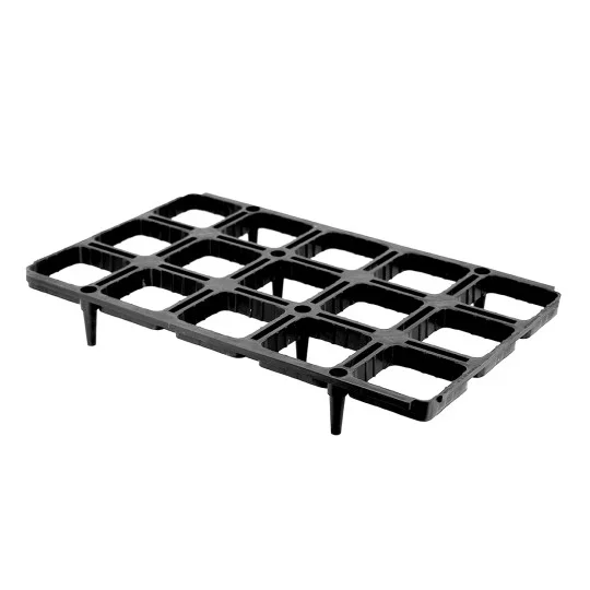 Abstandshalterplatte 15 Löcher für quadratische Töpfe 10x10 cm | PP Topfhalter 51x31 cm