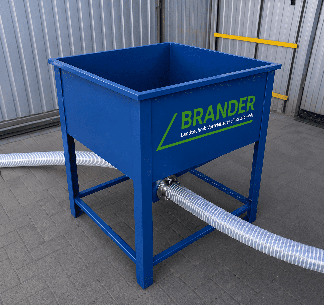 Vorratsbehälter 212 l für Mühlen & Förderanlagen – Kompakter Metallbehälter mit Konusboden