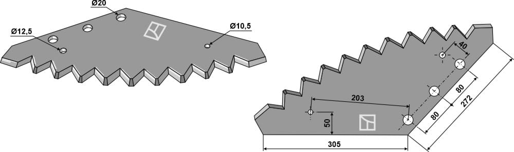 BL29701 Futtermischwagenmesser 272x6,5mm - passend zu Mutti