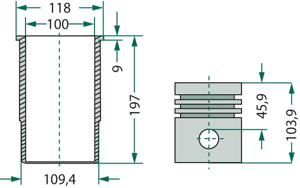 Steyr piston set complete - suitable for Steyr 140800030709