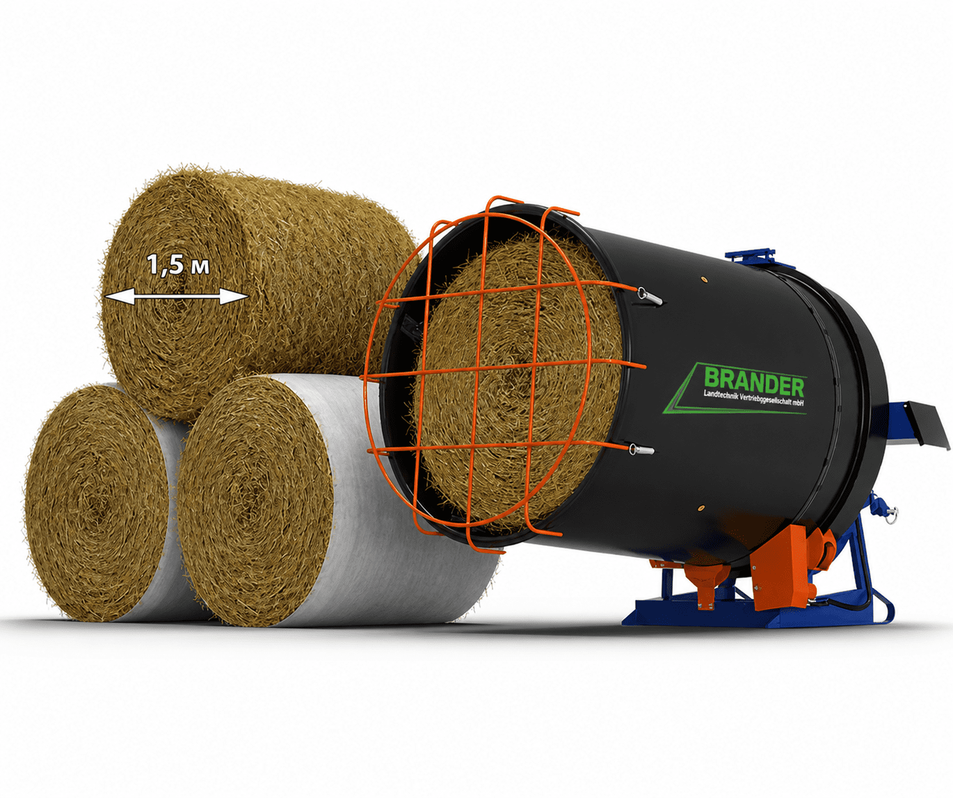 Strohmühle für Ballen Zapfwelle 2,5 t/h – Hochleistungs Ballenzerkleinerer PTO