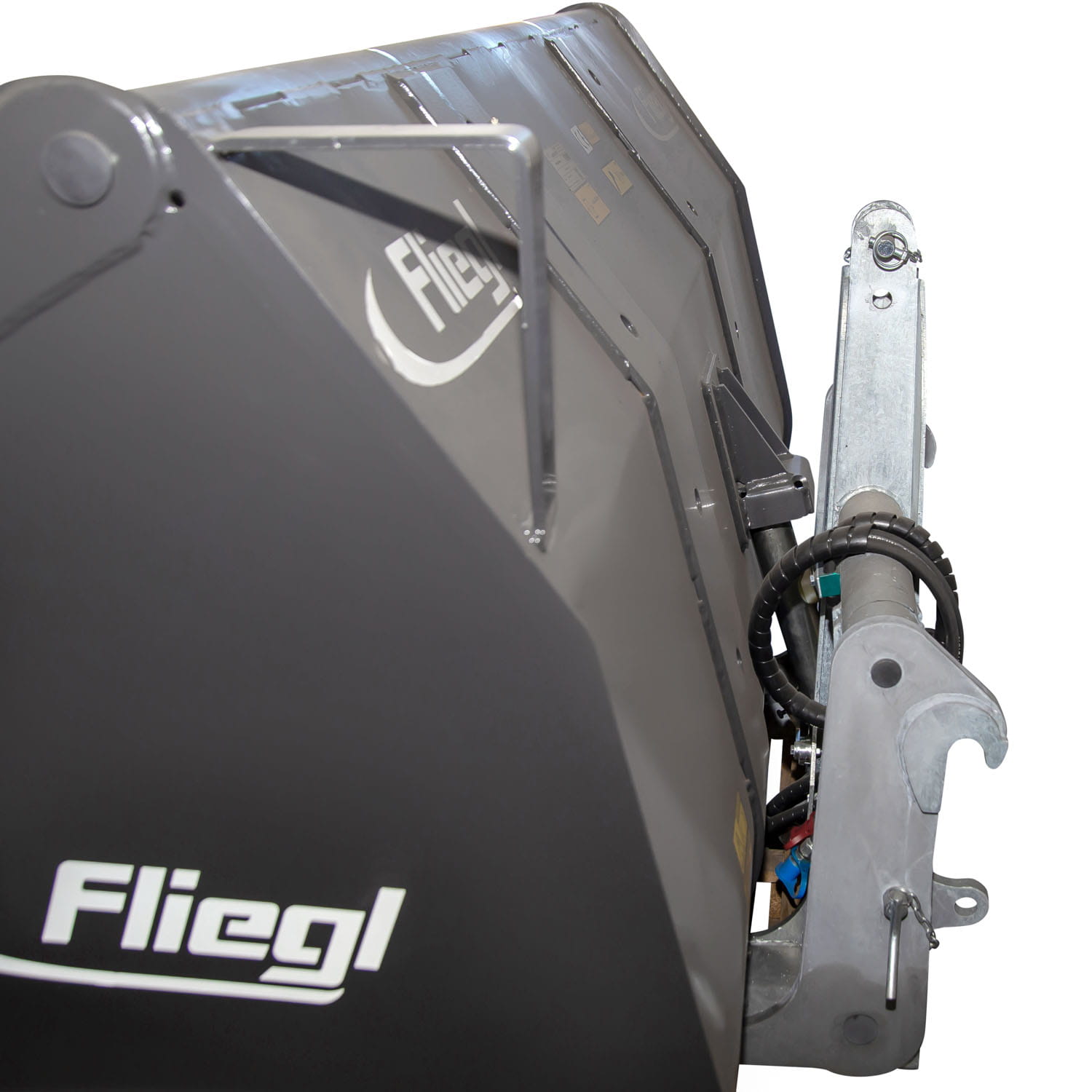 Fliegl high-tip bucket | Euro standard, three-point linkage & forklift attachment | Painted & galvanized