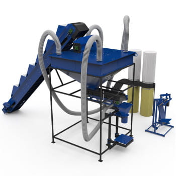 Semi-automatic cooling and packaging line for pellets and bulk materials – 0.6 m³ system