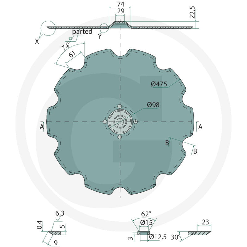 Plate washer 475x5mm - suitable for V