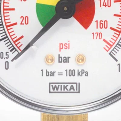 Manometer, Druckmesser, Bar-psi-Skala, WIKA, Messanzeige