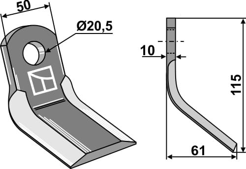Y-Messer 115x50mm - passend zu Maschio Gaspardo Bisonte, Giraffa, Tigre, Giraffona, Bufalo, CR