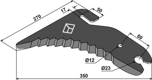 Couteau pour balles rondes 350 mm - compatible avec les modèles Welger, Fendt, Massey Ferguson, Lely RP235, RP435, RP502, RP505, RP520, RP535