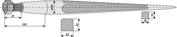 ET10456 Schwerlastzinken "Original SHW" 1100 mm / M28x1,5