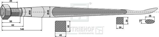 BL29420 Löffel-Zinken mit konischer Mutter