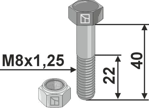 Sechskantschraube M8x1,25x40 mit Sicherungsmutter