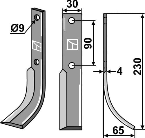 E043912 Fräsmesser 230x30mm rechts - passend zu Honda F50/65 BL27704