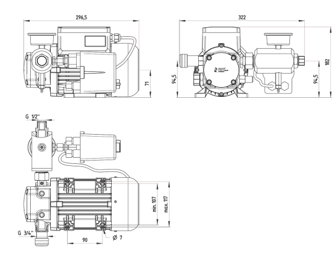 Pressol Öl-Innenzahnradpumpe 10 l/min 230 V mit DRST-Ventil – Dauerbetrieb IP66