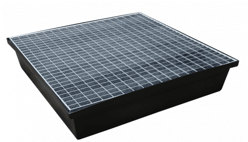 EMP square spill containment tray for 2 drums - 240 L - grating: galvanized steel