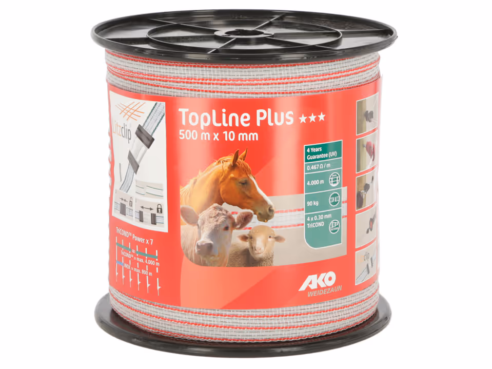 Band Top Line Plus, 500m, 10mm 4x0,3TriCond, weiß/rot