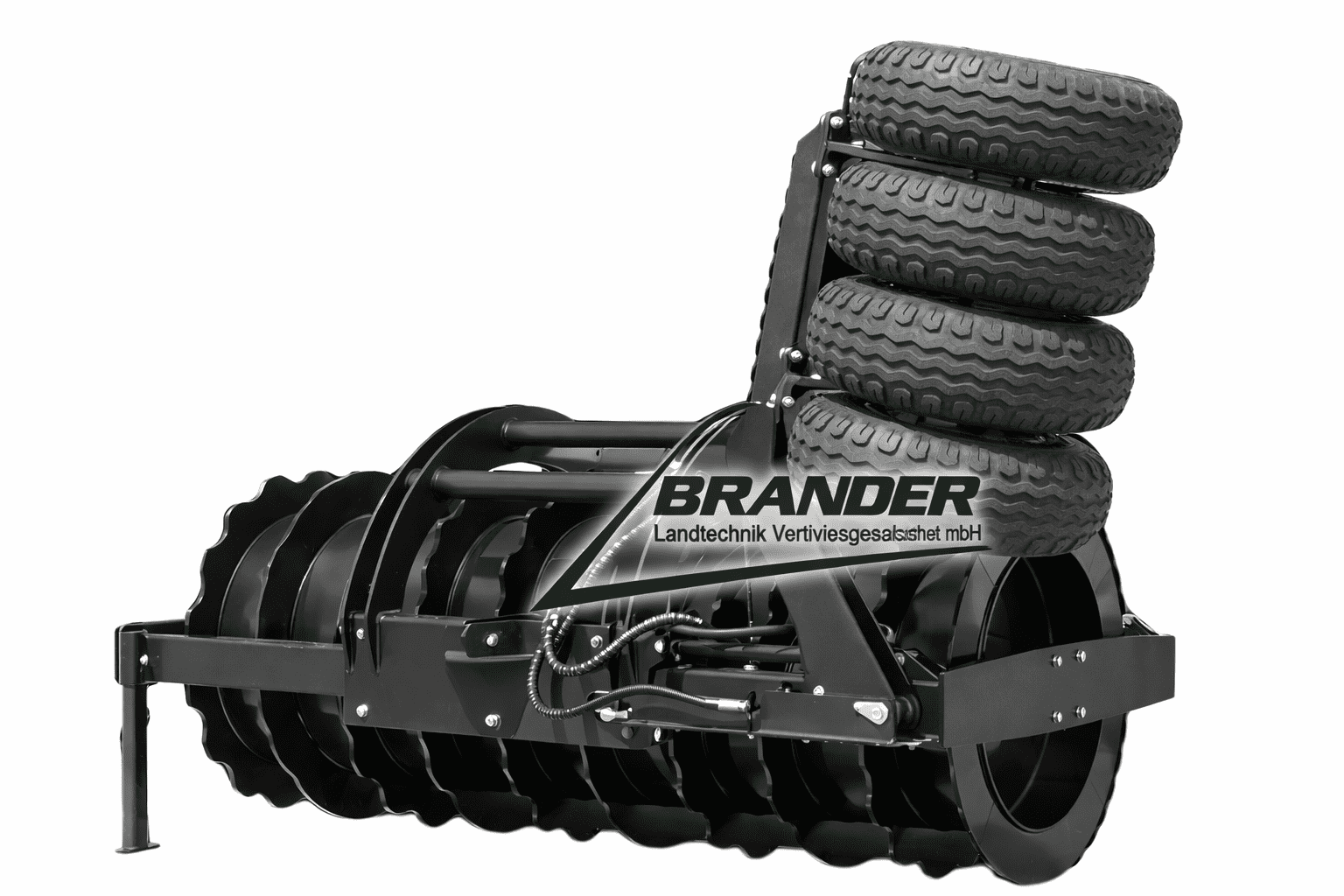 Silowalze 3000 mm mit Kantenverdichter & Seitenverschub – befüllbar, Kat. 2/3, Profi Silageverdichter