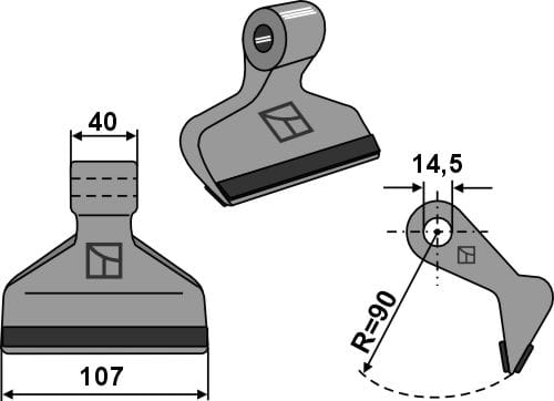 Hammerschlegel 107x40mm, PTA Beschichtung - passend zu Ferri, Zanon TFZ, TMC, TRV, TMH / INO Elite, MKM, Euro L, MKS Plus