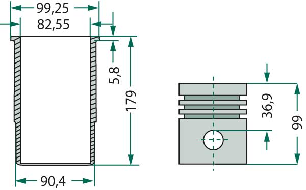 Case IH engine types: DD-66, DD-99, DD-132 Piston set cpl. - 3054295R91