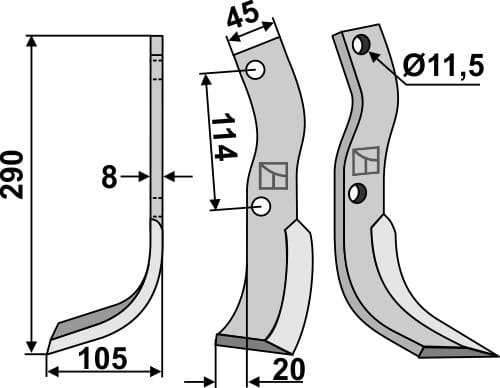 Fräsmesser links - passend zu Howard 626093 / 624398