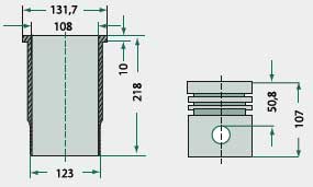 Kit piston complet Valtra 8050HI, 8150HI.