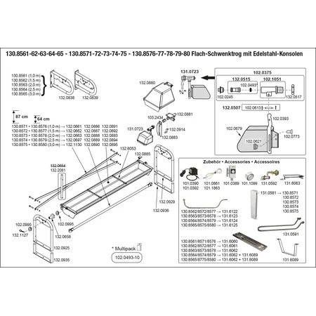 Patura Flachschwenk Trog - 1,00 m, 35 l