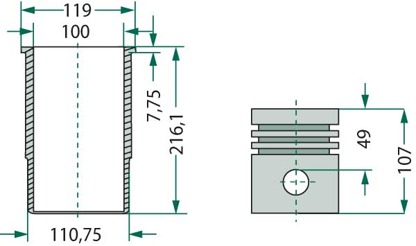Case IH engine types: D-246 Piston set complete - Case 3218668R94