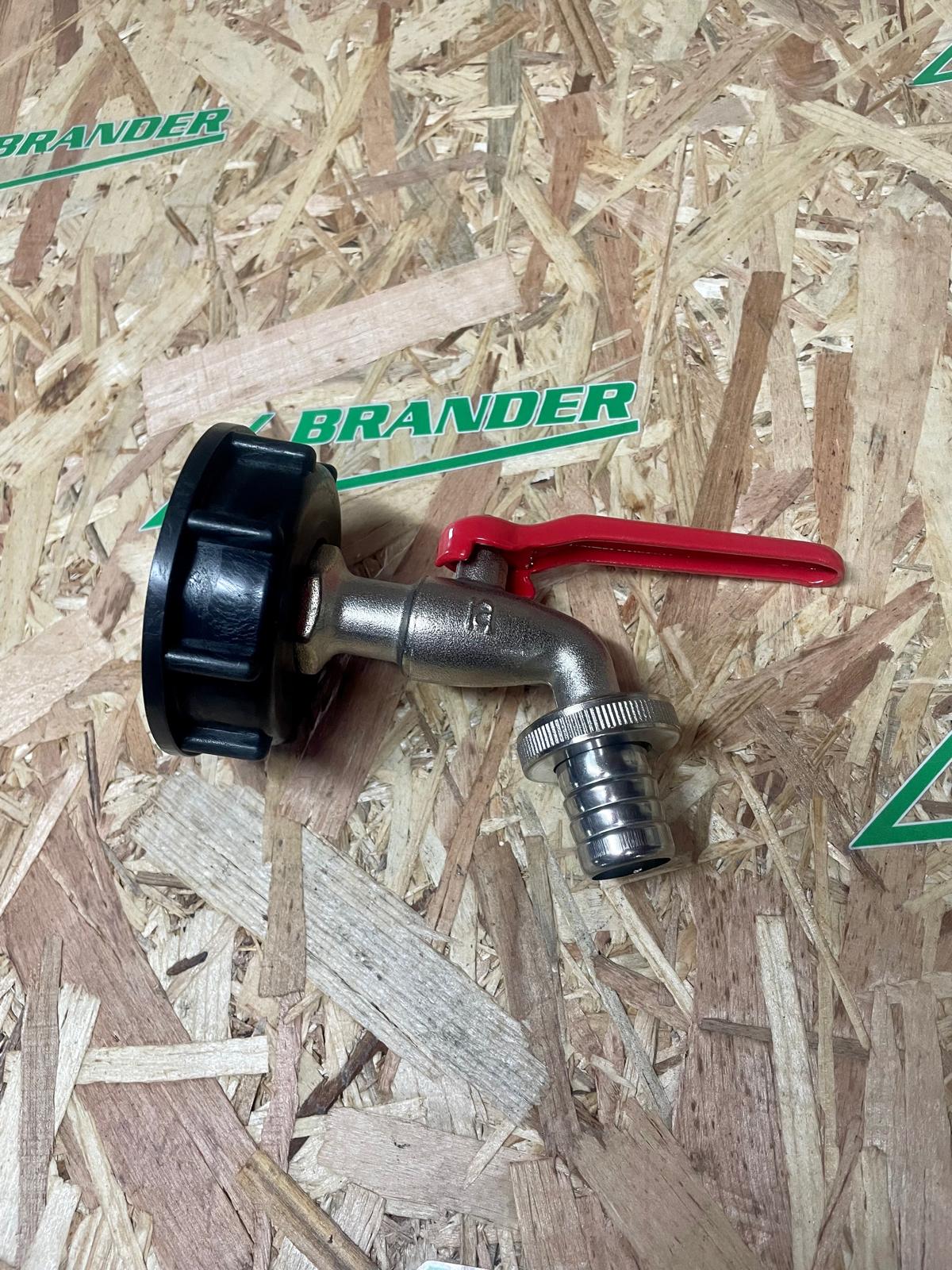 IBC Auslaufhahn extra kurz S60x6 - inkl. Messing Kugelhahn 3/4" und Schlauchtülle Ø 19mm