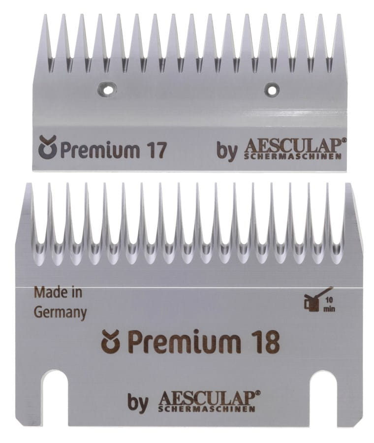 Aesculap Schermesser-Set Premium Rind, Schaf - Zähne Obermesser 17, Untermesser 18 / Schurhöhe 2-4mm