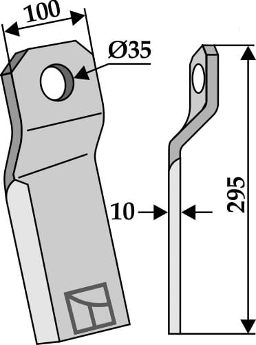 Mulchmesser verdreht 195x100mm kurz, rechts - passend zu Szolnoki