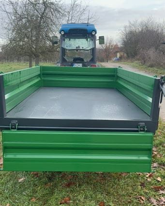 Single-axle three-way tipper trailer - 4T / 300x160x40cm with overrun brake