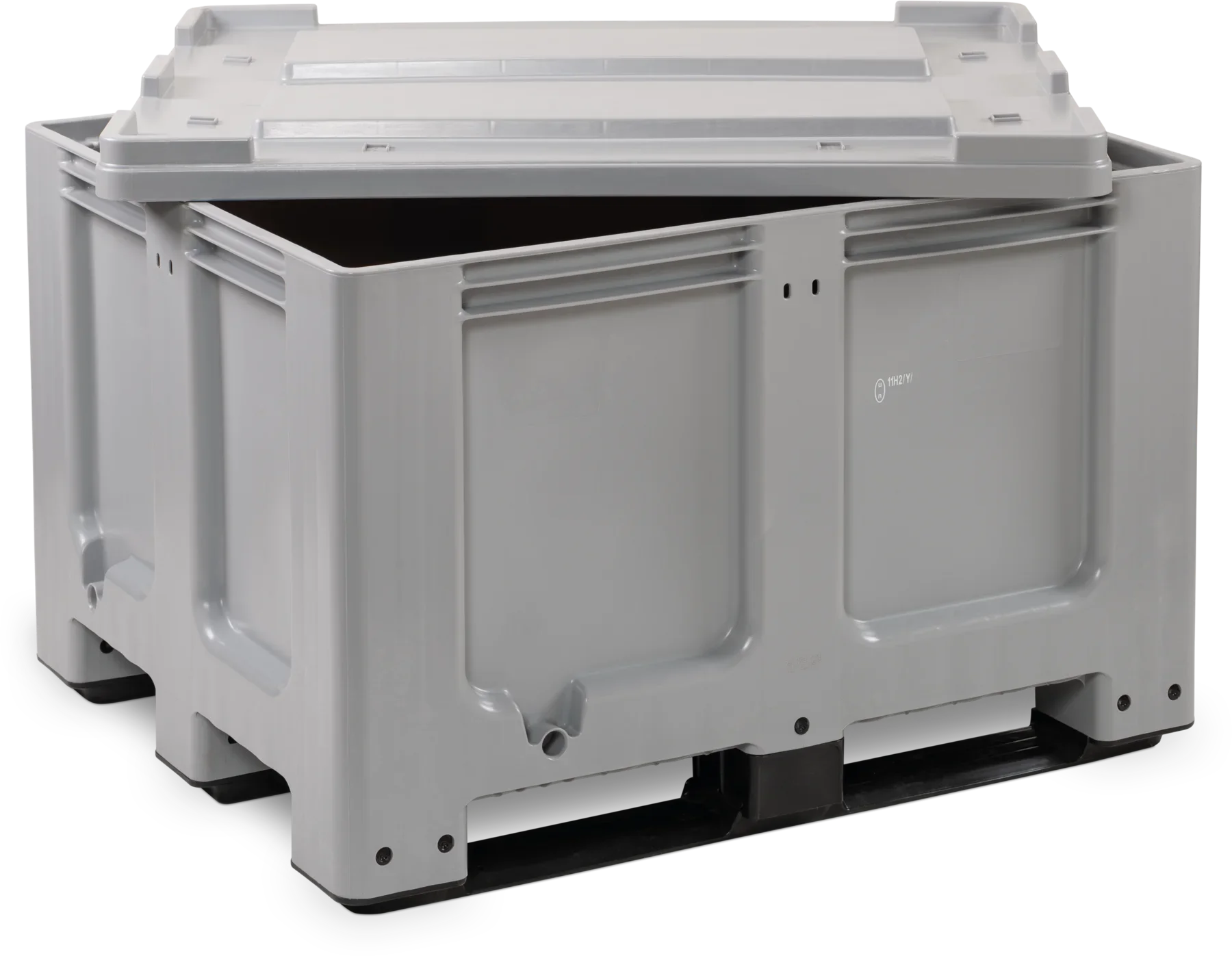 CEMO Akku-Sammelbehälter aus PE – 610 l, UN-zugelassen 4H2, inkl. Deckel & Spanngurte