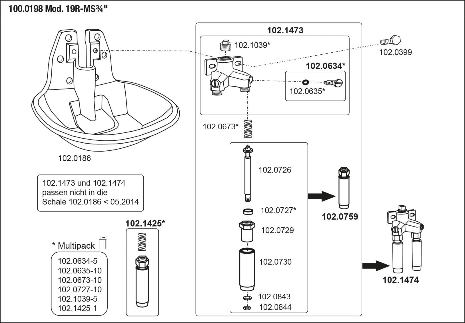 Suevia drinking bowl mod. 19R-MS¾"