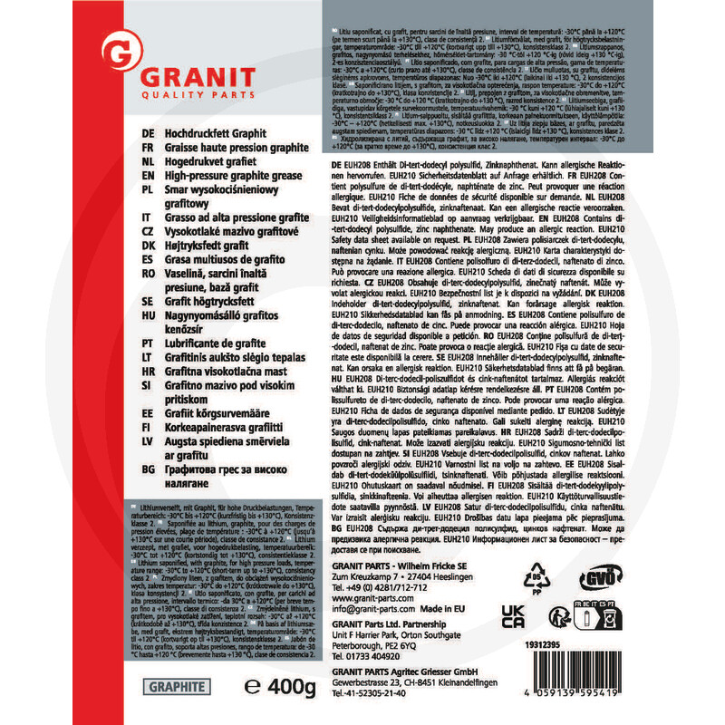GRANIT Mehrzweckfett Graphit – 400g Lube Shuttle