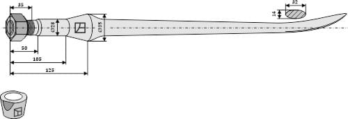 BL2705 Löffelzinken 900mm / M22x1,5