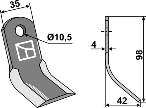 BL4258 Y- Messer - passend zu Müthing 00003435 / Zappator / Rapid