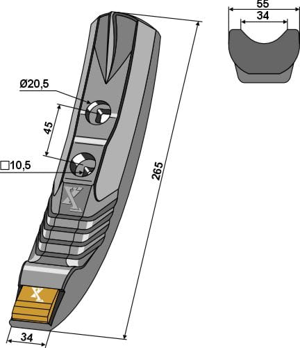 Pointe en carbure de 265 mm - compatible avec la Köckerling Allrounder