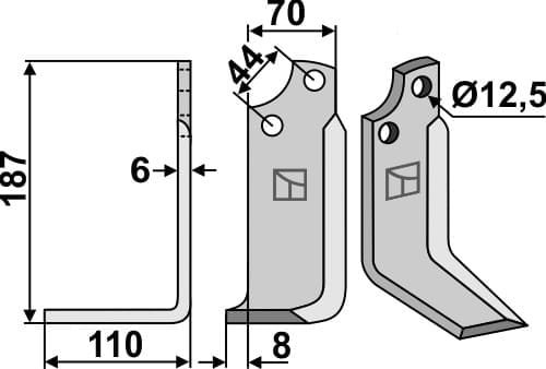 BL5514 Fräsmesser L - passend zu Maschio / Gaspardo 19100422 - M10700422R