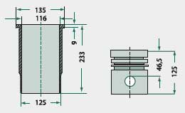 Kolbensatz komplett - passend zu Motor John Deere 6359T, 6404D, 6466A, 6466D, 6466T