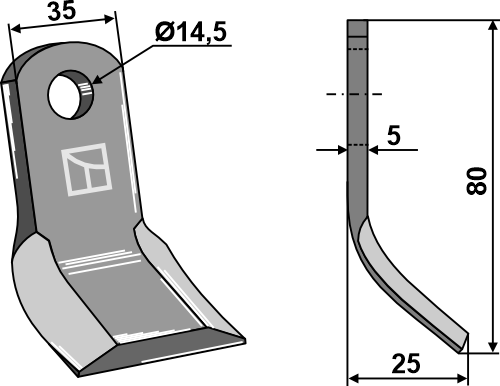 BL3500 Y- Messer 80mm - passend zu Agrimaster AG3000993 / Berti C3505F14/410