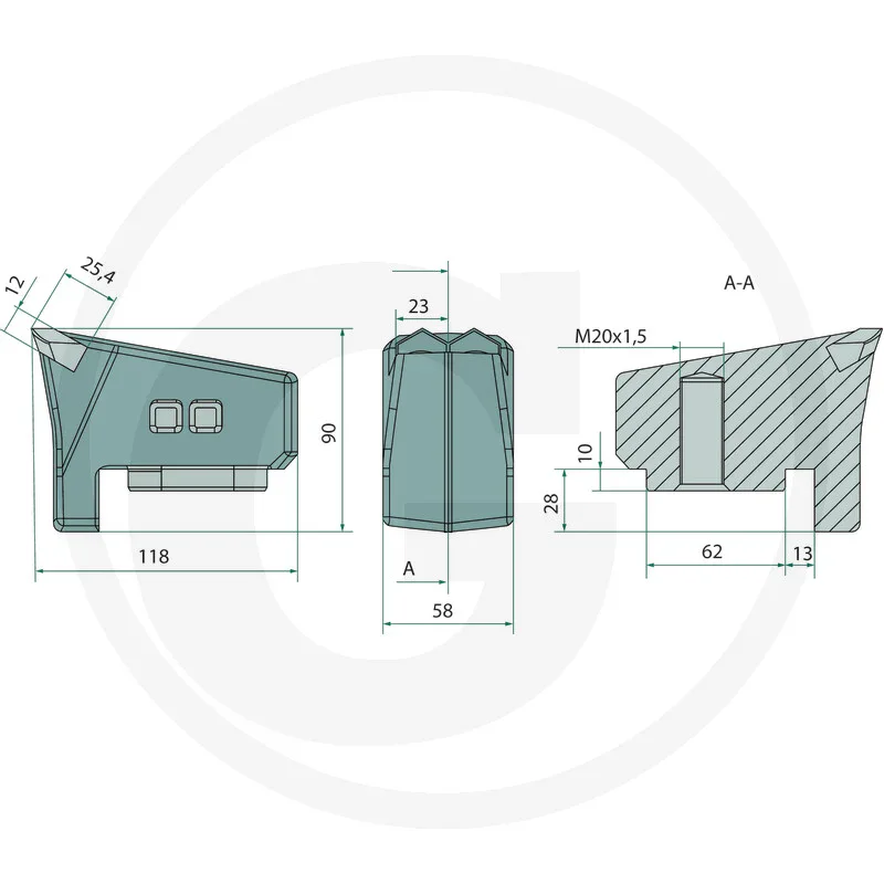 Carbide Hammer Hard Metal - suitable for Bomford