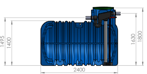 EMP 3.000 L Erdtank Regenwasserspeicher mit Filterset – unterirdischer Wassertank mit Zu-/Ablauf