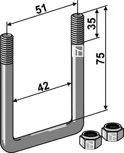 U-bolt M10x1.5 - suitable for Kverneland, Accord, Sulky / SKY