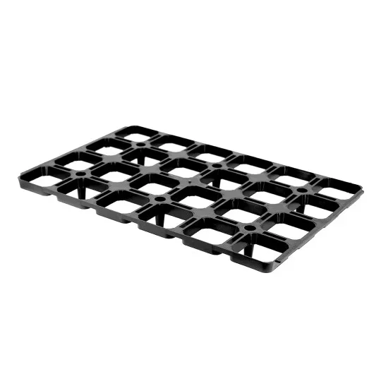 Abstandshalterplatte 24 Löcher für quadratische Töpfe 8x8 cm | PP Topfhalter 50x32 cm