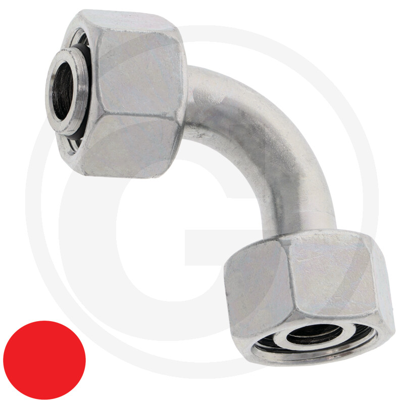 Hydraulik-Winkelstück, 90-Grad-Winkel, Metall, Überwurfmuttern, Silberfarben