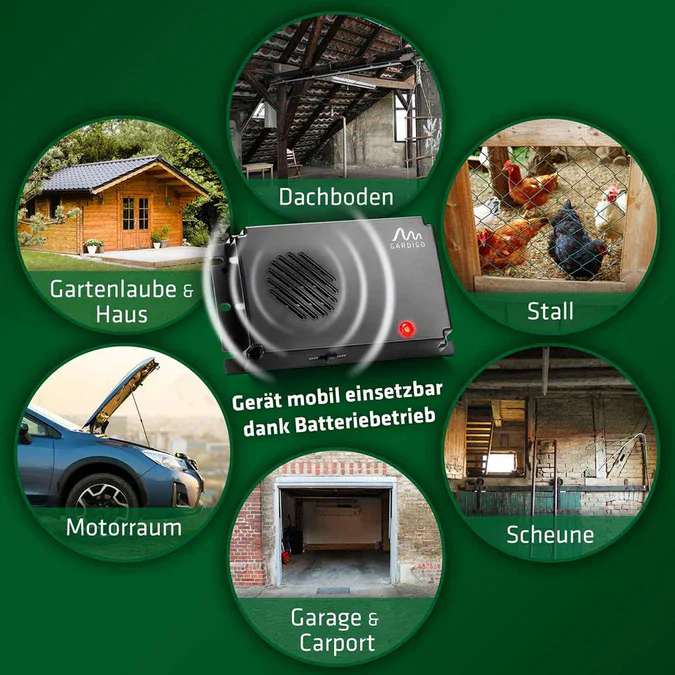 Gardigo Marderschreck Mobil – Ultraschall Marderabwehr für Auto, Dachboden & Scheune