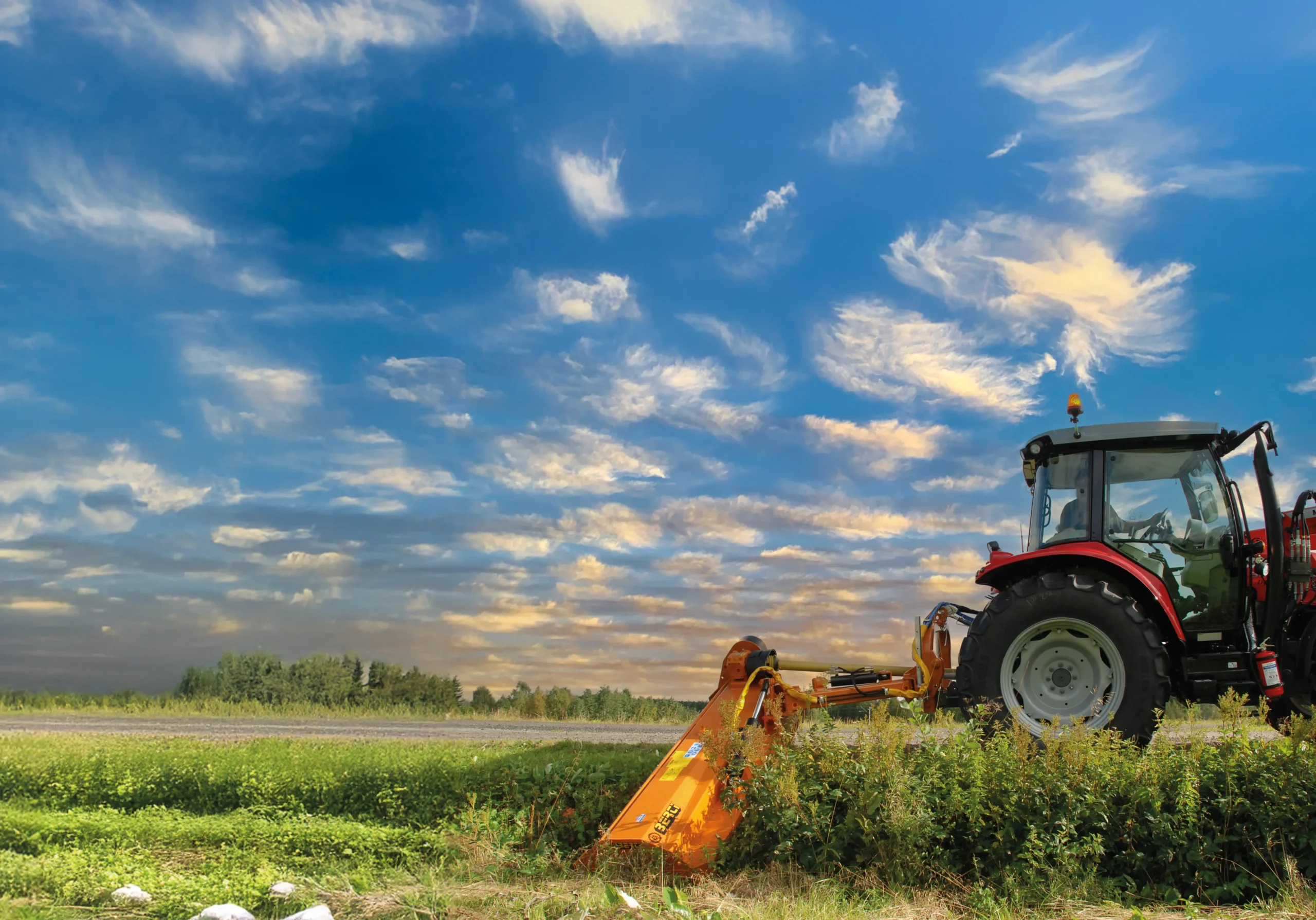 tractor, feld, rot, landwirtschaft, vorderer rasenmäher