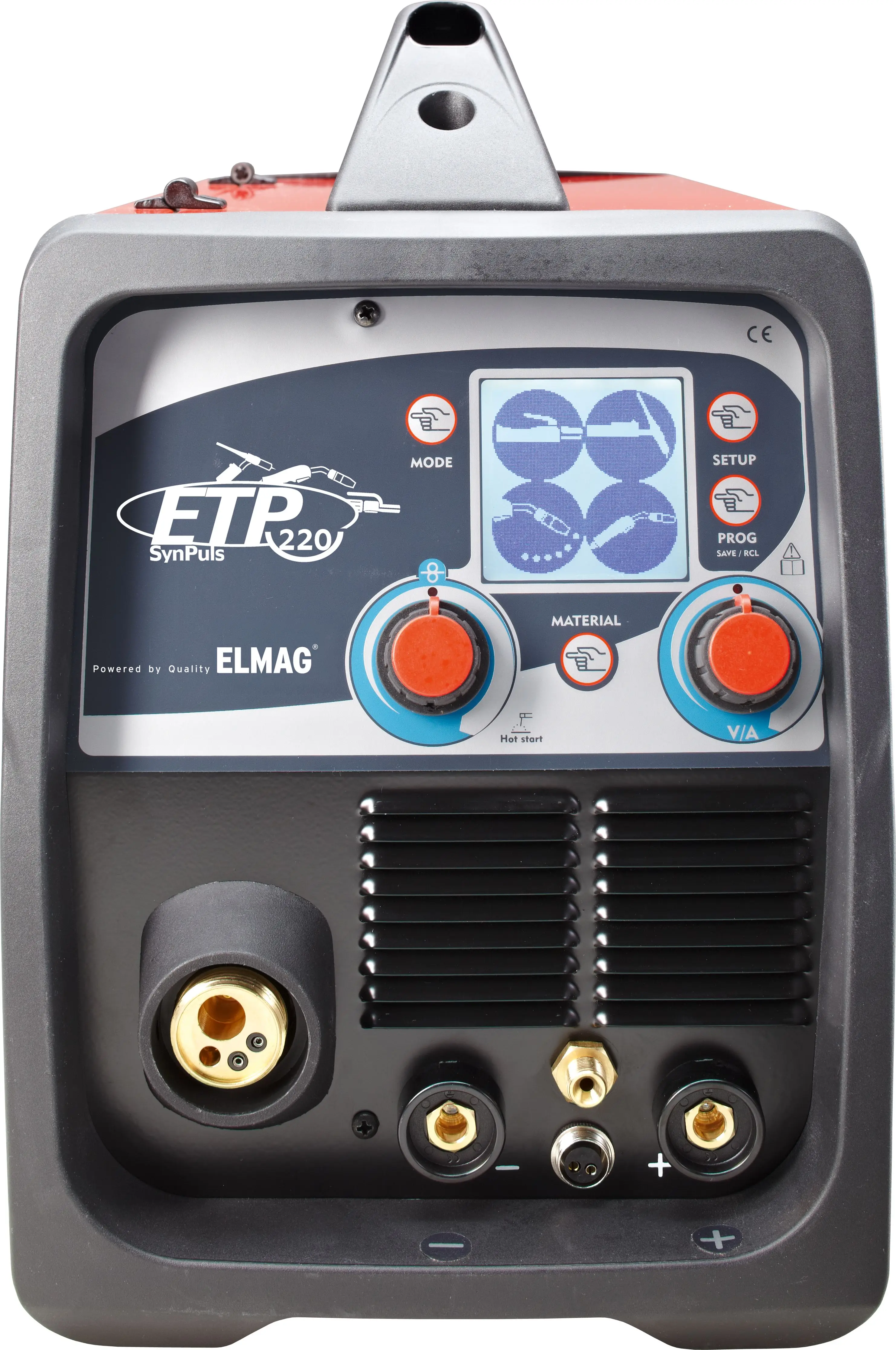 Elmag multi-function welding inverter for MIG/MAG, TIG DC and MMA with 19 synergy programs, complete aluminum set