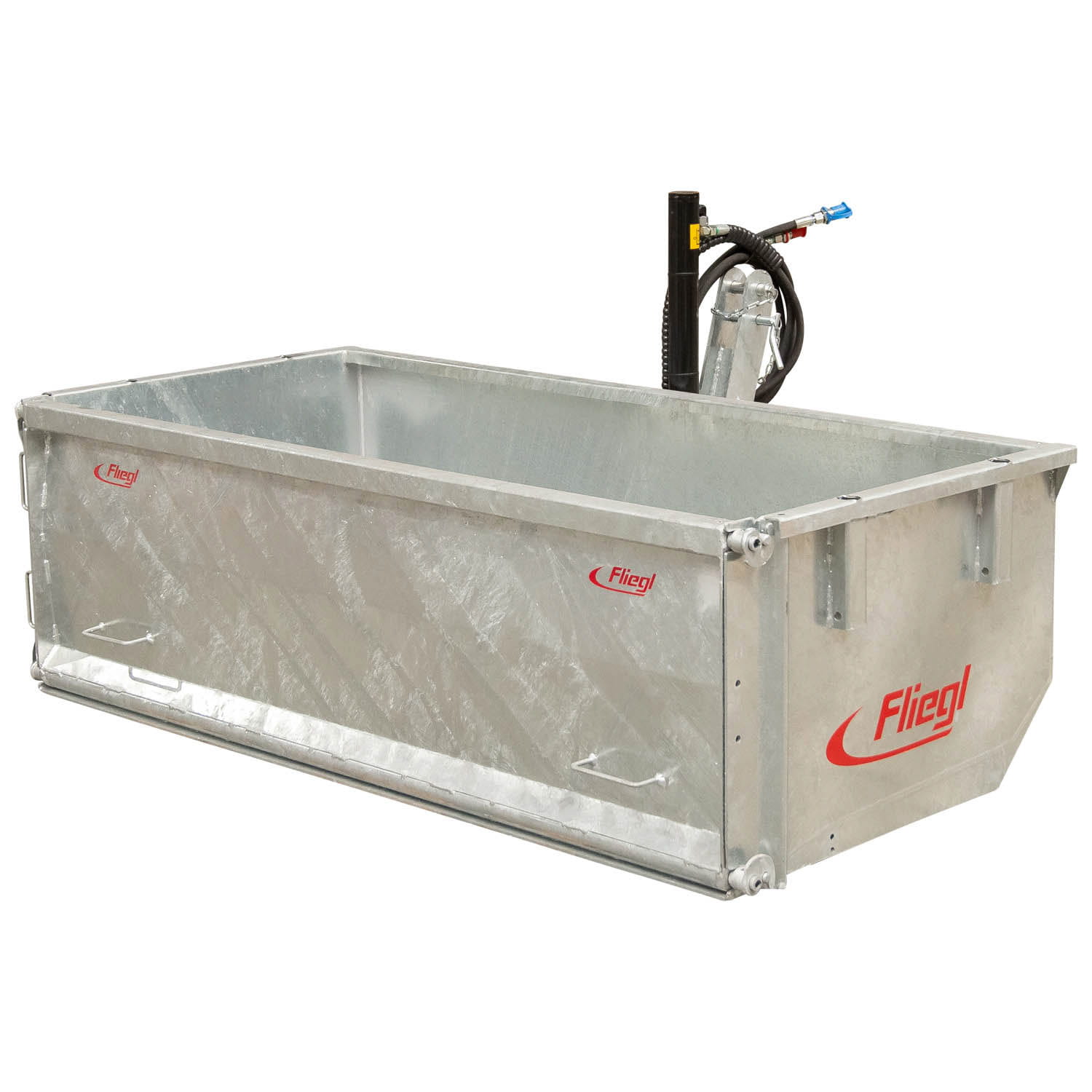 Godet arrière Fliegl petit modèle à paroi pendulaire | Entièrement galvanisé | Attelage trois points Cat. 2