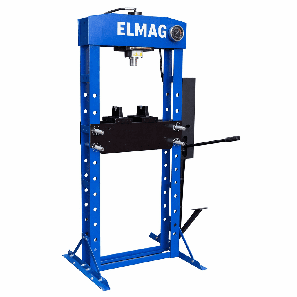 Elmag Hydraulische Werkstattpresse 20 Tonnen – Kompakte Profi Presse mit Handpumpe & Manometer