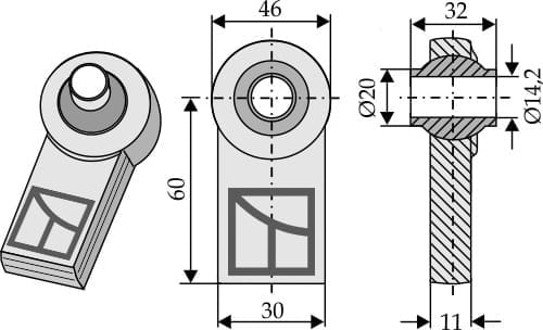 BL15893 Kugelgelenk für Unterlenker KAT III - zum Anschweißen